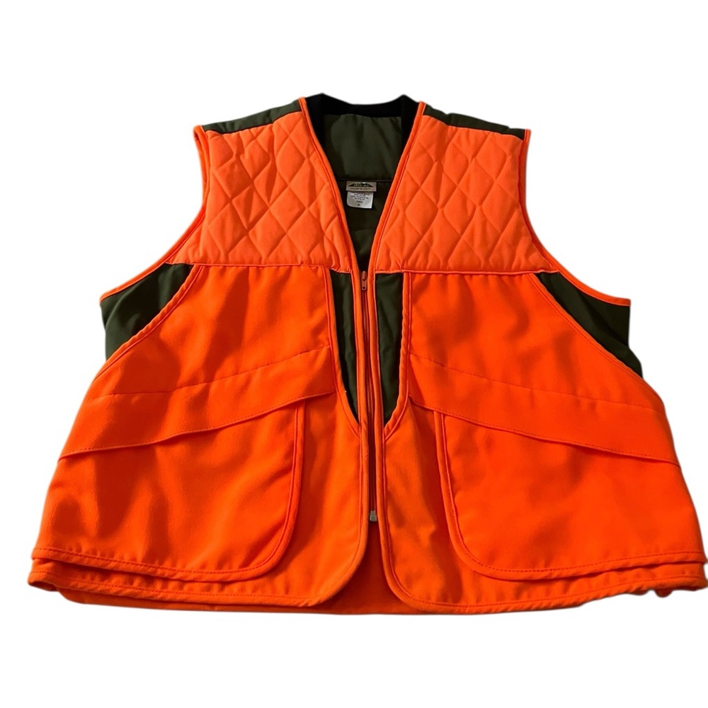 Vintage Ideal USA Orange Hunting Vest Quilted Canvas Zip Game Pouch Size XL